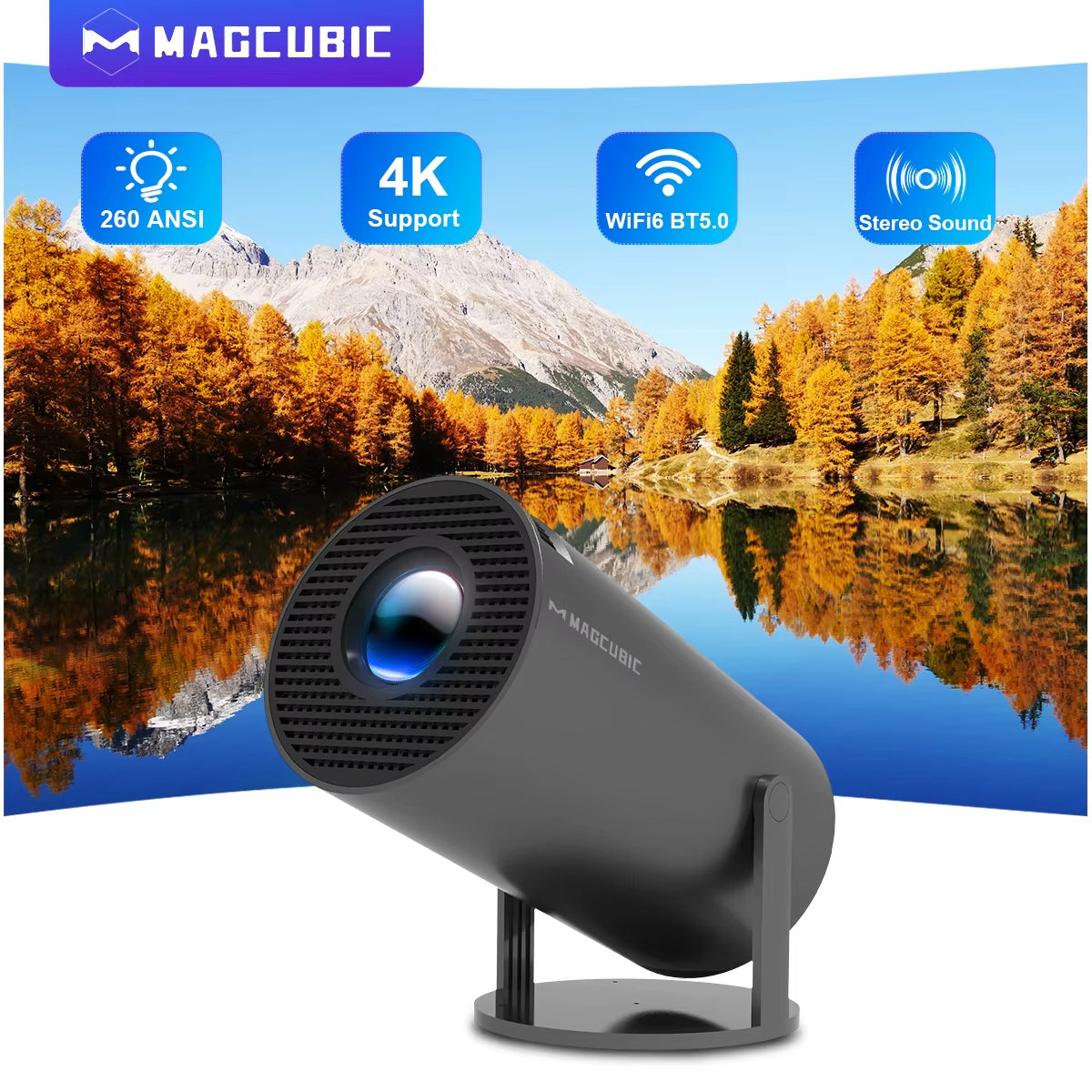 Projector Android11 4K 1280*720P HY300 Pro Dual Wifi 290ANSI 180 Flexible BT5.0 Cinema Outdoor Portable Projetor
