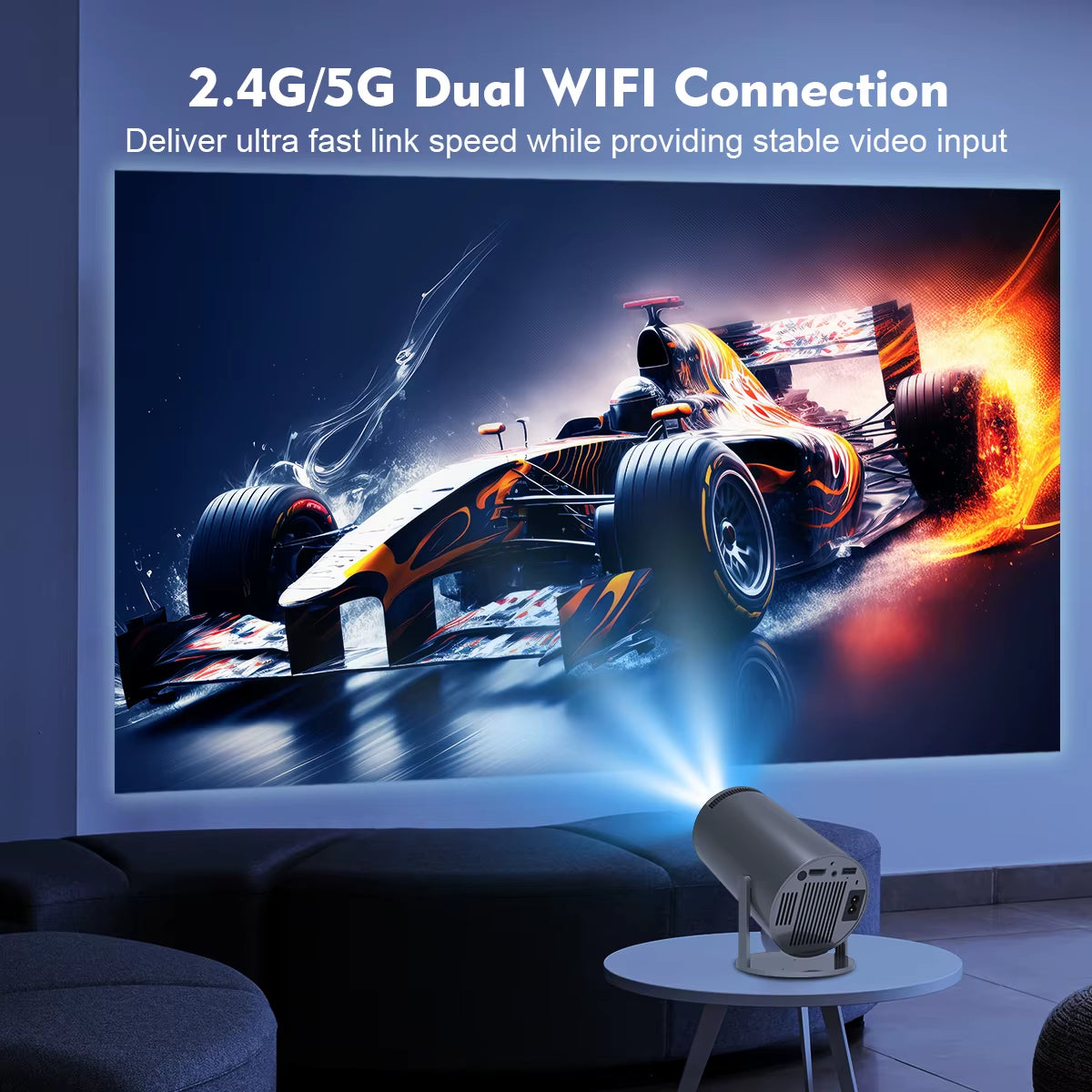 Projector Android11 4K 1280*720P HY300 Pro Dual Wifi 290ANSI 180 Flexible BT5.0 Cinema Outdoor Portable Projetor