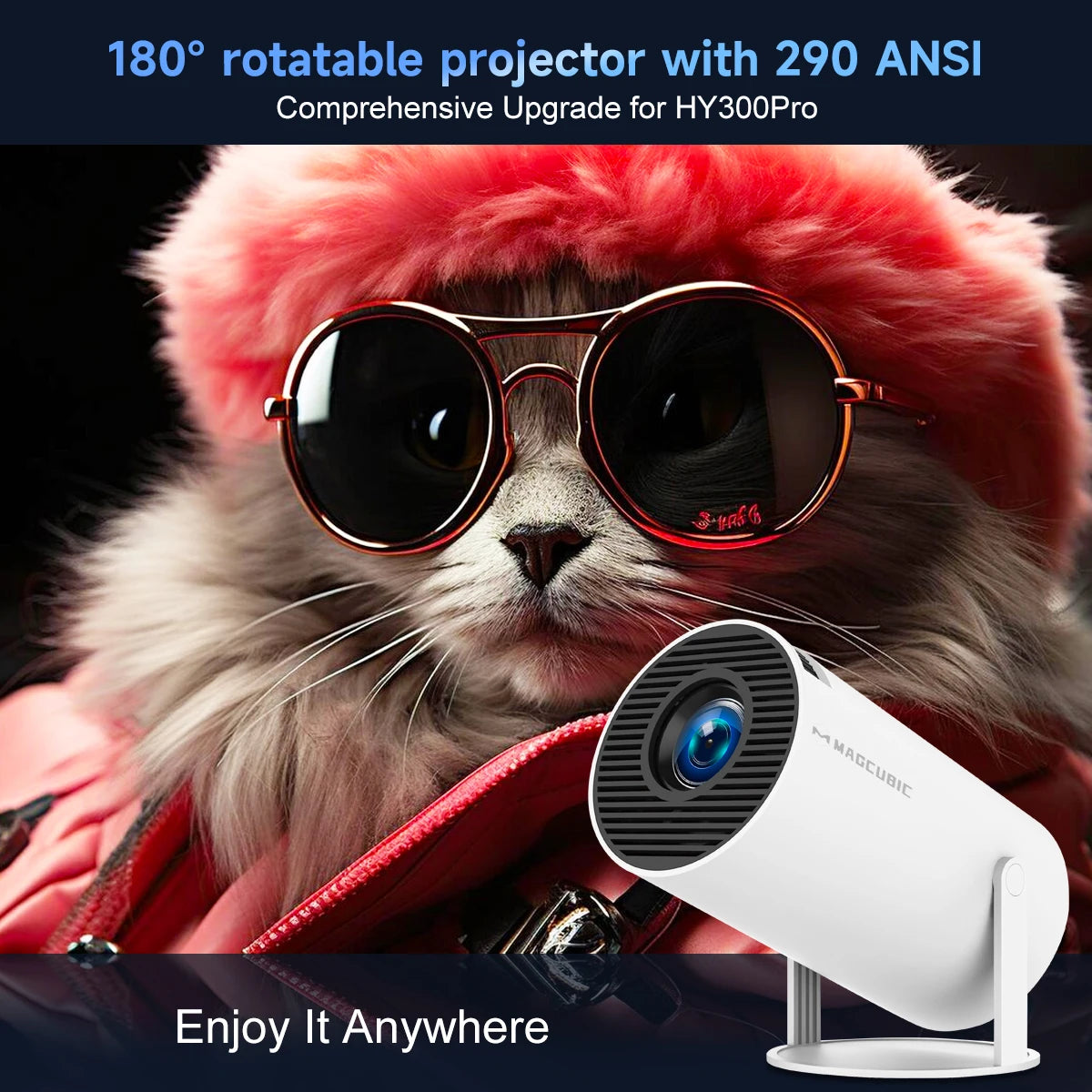 Projector Android11 4K 1280*720P HY300 Pro Dual Wifi 290ANSI 180 Flexible BT5.0 Cinema Outdoor Portable Projetor