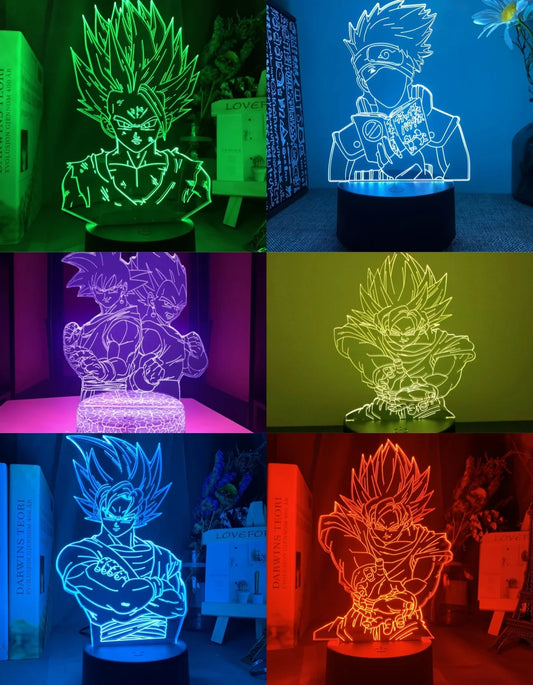 Anime Goku Figure Vegeta Dragon Ball Z Gohan 3D Lamp Decor Action Figurine Toys for Children Room Super Saiyan Gifts Charging
